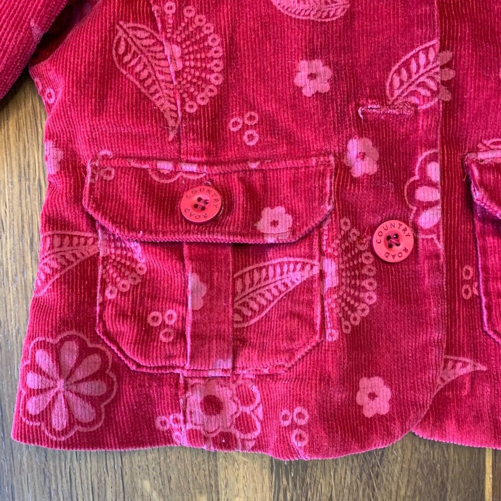 COUNTRY ROAD Vintage Paisley Jacket Girls 3 3T Red Pink Corduroy Boho Hippy 70's - Picture 5 of 7